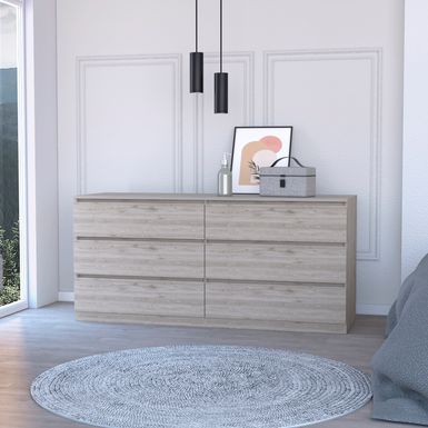image of FM Furniture Seul Modern Minimal Six Drawer Double Dresser with Superior Top - Light Gray with sku:3gxe6oujosgsvjv9ehhj4wstd8mu7mbs-overstock