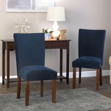 HomePop Ink Navy Plush Velvet Parson Chairs (Set of 2) - Ink navy plush velvet