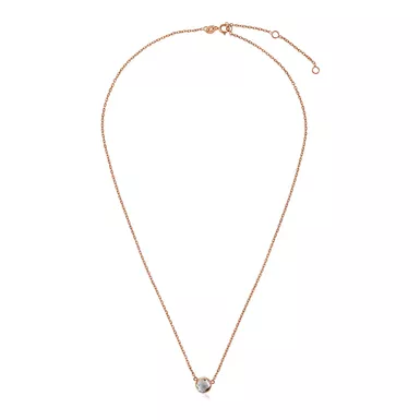 14k Rose Gold Necklace with Round White Topaz (17 Inch)