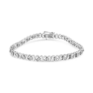 .925 Sterling Silver 1/3 Cttw Miracle Plate Round-Cut Diamond Infinity Link Bracelet (I-J Color, I3 Clarity) - Size 7.25"