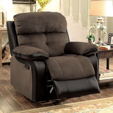 image of Transitional Brown/Black Recliner with sku:idf-6870-ch-foa