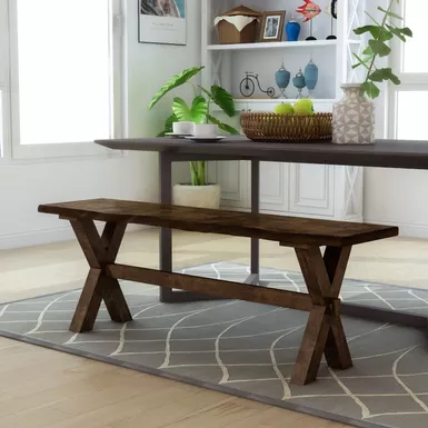 Rustic Wood Dining Bench in Walnut