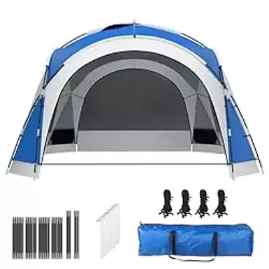 image of YITAHOME 10 Person Beach Tent Beach Canopy UPF50+ Dome Tent Rainproof Portable with 2-Pcs Side Walls for Camping Trips, Hiking, Picnics, Party, Backyard Sun Shelter 12 X 12ft (Blue) with sku:b0cy2ccq8x-amazon