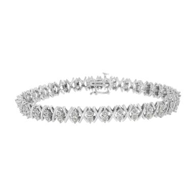 image of .925 Sterling Silver 1 cttw Miracle Set Diamond X-Link Tennis Bracelet (I-J Color, I3 Clarity) - 7" with sku:60-7892wdm-luxcom