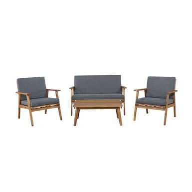 image of Kimbrel Outdoor Chat 4 piece Seating Set with Grey Cushions with sku:lfxs1081-linon