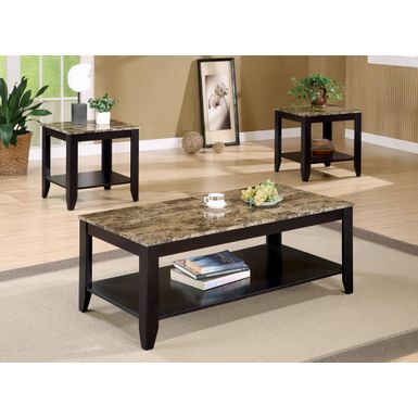 image of 3-piece Occasional Table Set with Shelf Cappuccino with sku:700155-coaster