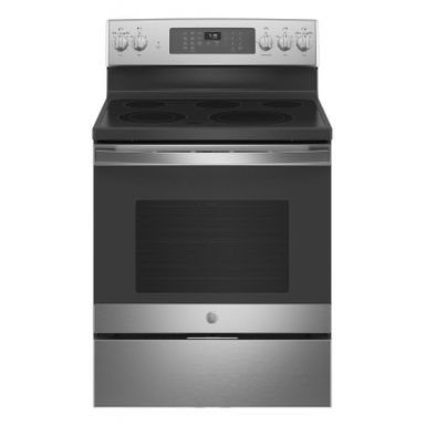 image of Ge 30" Stainless Steel Freestanding Electric Convection Range With No Preheat Air Fry with sku:jb735spss-electronicexpress