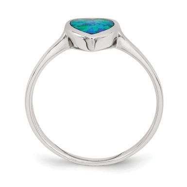 Versil Sterling Silver Rhodium-plated Polished Heart Synthetic Opal Ring - 7