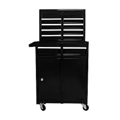 image of PULLAFUN 5-Drawer Rolling Tool Chest Storage Cabinet with Detachable Top Tool Box,230 LBS Capacity,Universal Lockable Wheels,Locking Mechanism,Tool Cart for Garage, Warehouse, Repair Shop (Black) with sku:b0cscyxcml-amazon