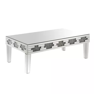 ACME Noralie Coffee Table, Mirrored & Faux Diamonds