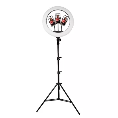 image of Supersonic - Pro Live Stream 18" LED Ring Light w/ 3 Device Holders with sku:sc-3810sr-powersales