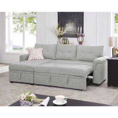 Naomi Home Laura Sectional Sleeper Sofa - Elegant L-Shaped Couch - Convertible Pull-Out Bed, Ample Storage, Sturdy Construction - Gray,...