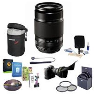 image of Fujifilm XF 55-200mm (83-300mm) F3.5-4.8 R LM OIS Lens - Bundle with 62mm FilterKit (UV/CPL/ND2), Soft Lens Case, Cleaning Kit, Capleash II, Flex Lens Shade, Professional Software Package with sku:ifj55200xfnk-adorama