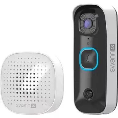image of Swann - Buddy 4K UHD Wireless Video Doorbell & Chime, No Monthly Fee, Ultra-Wide 165° View, 2-Way Audio, Night Vision - White with sku:b0cv8t51p6-amazon
