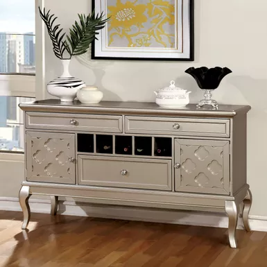 image of Transitional Wood Wine Rack Sideboard in Gold Champagne with sku:idf-3219sv-foa