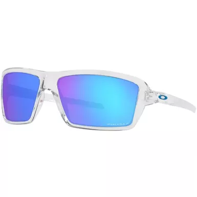 image of Oakley Cables Sunglasses (Polished Clear/Prizm Sapphire Polarized) with sku:oo9129-05|polished-corporatesignature