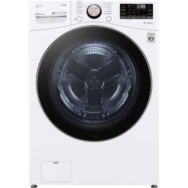image of LG - 4.5 Cu. Ft. High-Efficiency Stackable Smart Front Load Washer with Steam and Built-In Intelligence - White with sku:bb21584209-6419621-bestbuy-lg