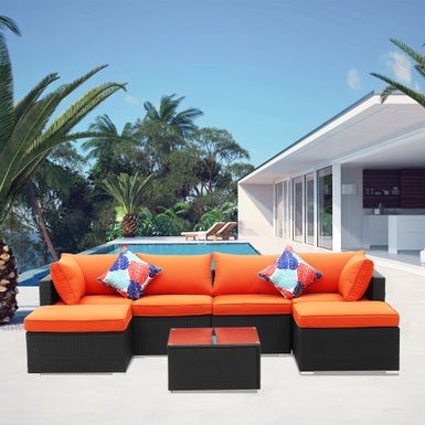image of Outdoor Patio Sectional Set Wicker Sofa Set Orange 7/11/12pcs - 7PCS SET-2 with sku:czhdjbnjmhbkp6efyz9t9qstd8mu7mbs--ovr
