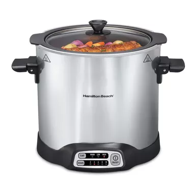 image of Hamilton Beach - 10qt Sear & Cook Stockpot Slow Cooker Silver with sku:33196-powersales