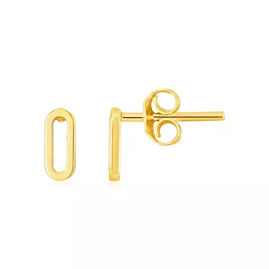 14k Yellow Gold Paperclip Link Stud Earrings