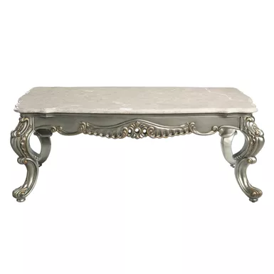 ACME Miliani Coffee Table , Natural Marble & Antique Bronze Finish