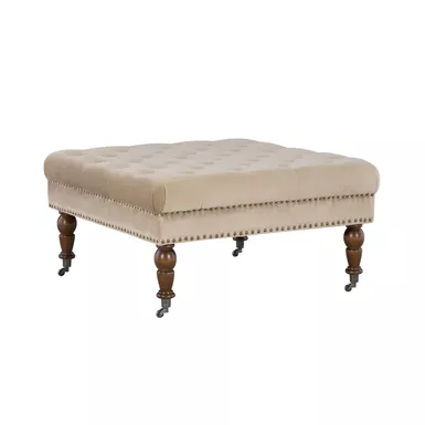 Sybil Square Ottoman Tan Velvet