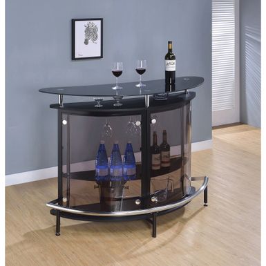 image of Coaster Furniture Amarillo Black and Chrome 2-tier Bar Unit - Black - Metal with sku:pduwixiagoms8plg36jyvastd8mu7mbs-overstock