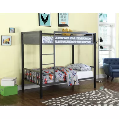 Meyers Twin over Twin Metal Bunk Bed Black and Gunmetal