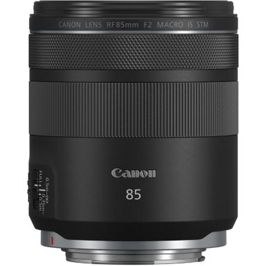 Back Zoom. Canon - RF 85mm f/2 Macro IS STM Medium Telephoto Lens for EOS R Cameras - Black
