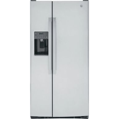 image of Ge 23 Cu. Ft. Fingerprint Resistant Stainless Steel Side-by-side Refrigerator with sku:gss23gypfss-gss23gypfs-abt