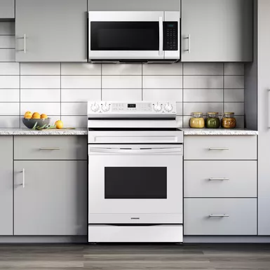 Samsung 6.3-Cu. Ft. Smart Freestanding Electric Range with No-Preheat Air Fry and Convection, White