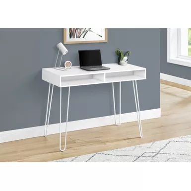 Computer Desk/ Home Office/ Laptop/ Left/ Right Set-up/ Storage Drawers/ 40"L/ Work/ Metal/ Laminate/ White/ Contemporary/ Modern