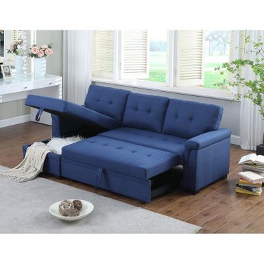 image of Copper Grove Perreux Linen Reversible Sleeper Sectional Sofa - Blue with sku:lfbd1ir6peudaw_lsalvywstd8mu7mbs-overstock