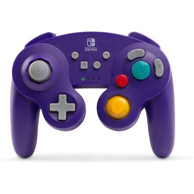 image of PowerA Wireless GameCube Style Controller for Nintendo Switch - Purple with sku:b07gxlbcc3-pow-amz
