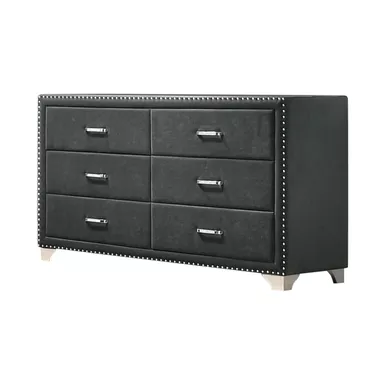 image of Melody 6-drawer Upholstered Dresser Grey with sku:223383-coaster