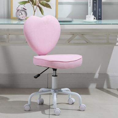 image of HOMCOM Heart Love Shaped Back Design Office Chair with Adjustable Height and 360 Swivel Castor Wheels, Pink - 15.75" W x 19.75" D x 31"-35" H - Pink with sku:zryn0yc0cozapolqepkmswstd8mu7mbs-overstock