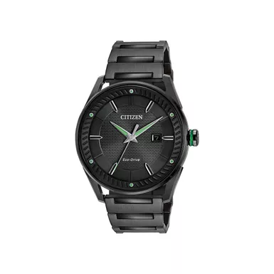 Citizen - Mens Eco-Drive CTO Black Ion-Plated Watch Black Dial