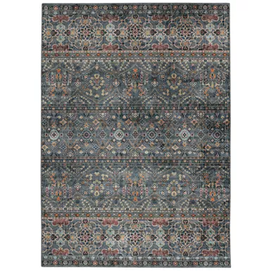 Warrick Teal And Ivory 5X7 Washable Area Rug