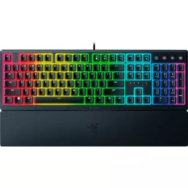 image of Razer - Ornata V3 Full-Size Wired Mecha-Membrane Gaming Keyboard with Chroma RGB Backlighting - Black with sku:09uc87-ingram