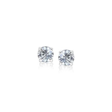 image of Sterling Silver 3mm Faceted White Cubic Zirconia Stud Earrings with sku:25374-rcj