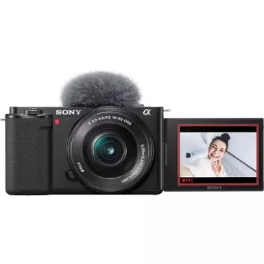 image of Sony Alpha ZV-E10 - APS-C Interchangeable Lens Mirrorless Vlog Camera Kit - Black with sku:bb21810621-bestbuy