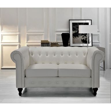 Brooks Classic Chesterfield 2-Piece Living Room Set-Loveseat & Sofa - Grey