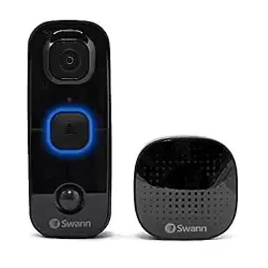 Swann Smart WiFi Video Doorbell with Chime, 1080P Battery Operated, Ultra-Wide 180° View Indoor & Outdoor Surveillance - Black