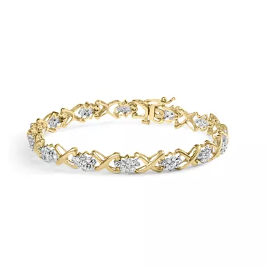 10k Yellow Gold Plated .925 Sterling Silver 2.00 Cttw Round-Cut Diamond Link 7" Bracelet (H-I Color, I2-I3 Clarity)