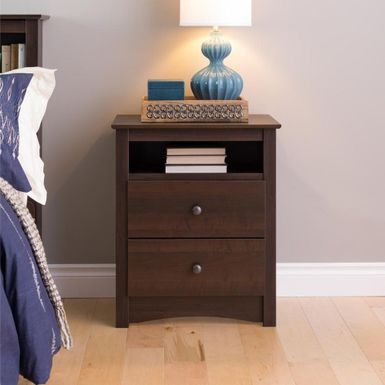 image of Taylor & Olive Peyto Espresso Tall 2-drawer Nightstand with sku:yqwz5ocjxg40fkqomggxig-overstock