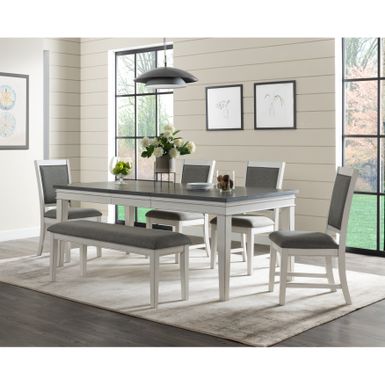 image of Del Mar Dining Table with Leaf by Martin Svensson Home - Antique White and Grey with sku:qpjhqicqctlq1agmrhtvvgstd8mu7mbs-overstock