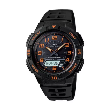 image of Casio - Ana/Digi Solar Powered Watch Black Resin Band with sku:aqs800w-1b2v-powersales