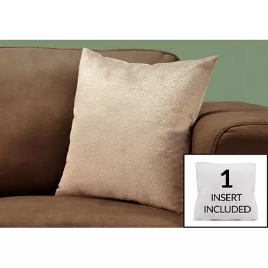 image of Pillows/ 18 X 18 Square/ Insert Included/ decorative Throw/ Accent/ Sofa/ Couch/ Bedroom/ Polyester/ Hypoallergenic/ Beige/ Modern with sku:i-9270-monarch