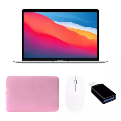 image of MacBook Air 13.3" Laptop Apple M1 chip 8GB Memory 256GB SSD (Latest Model) Silver (Pink Sleeve Bundle) with sku:mgn93pnk-streamline