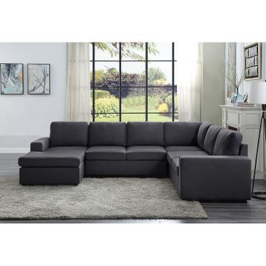 image of Copper Grove Chatellerault Dark Grey Linen Sectional Sofa and Reversible Chaise - Sets with sku:ly7zzybmictijihu97m3tgstd8mu7mbs-overstock